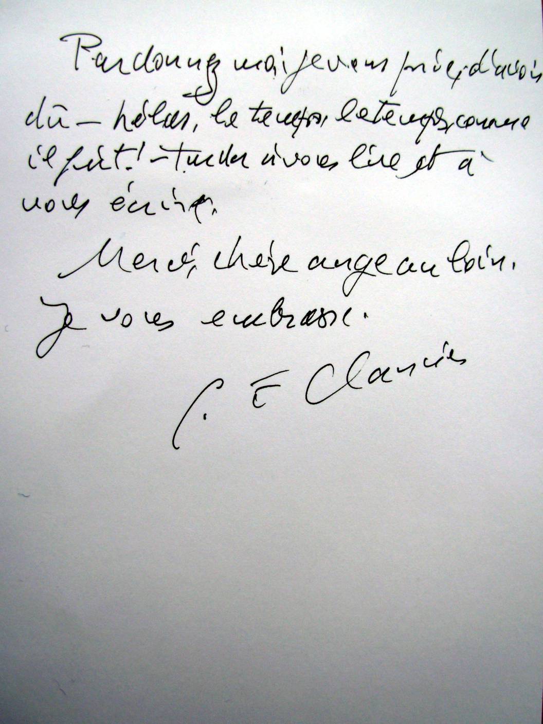 Lettre de Georges-Emmanuel Clancier.