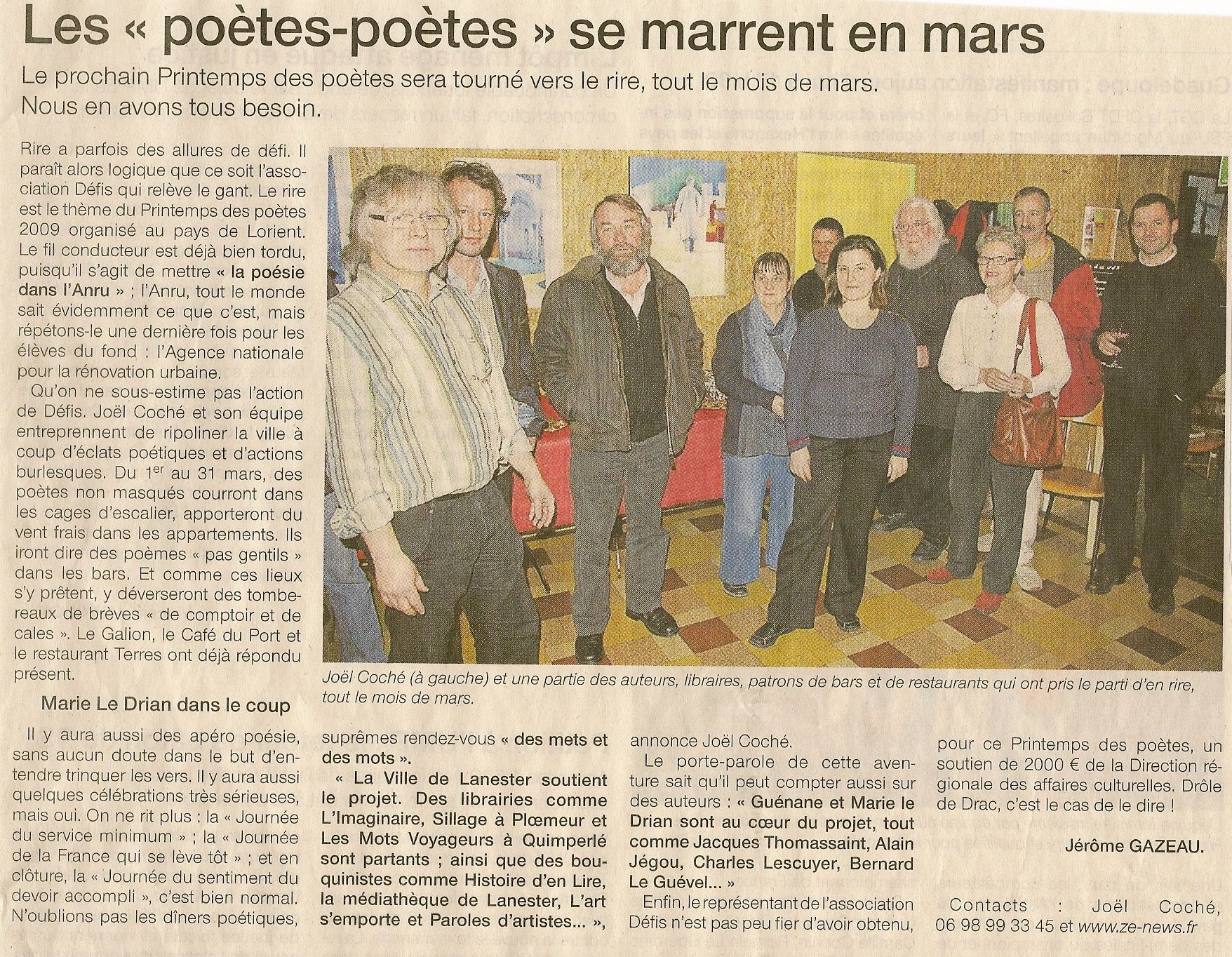 Les «poètes-poètes» se marrent en mars.